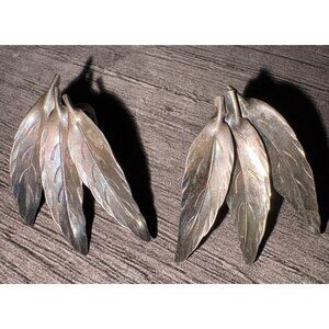 Vintage Sterling Silver NYE Leaf Screw Back Earrings